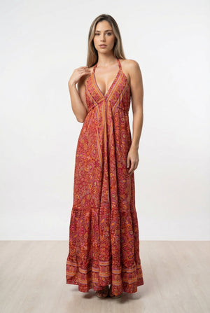 Vestido Boho Rojo Terracota - Seleno Shop