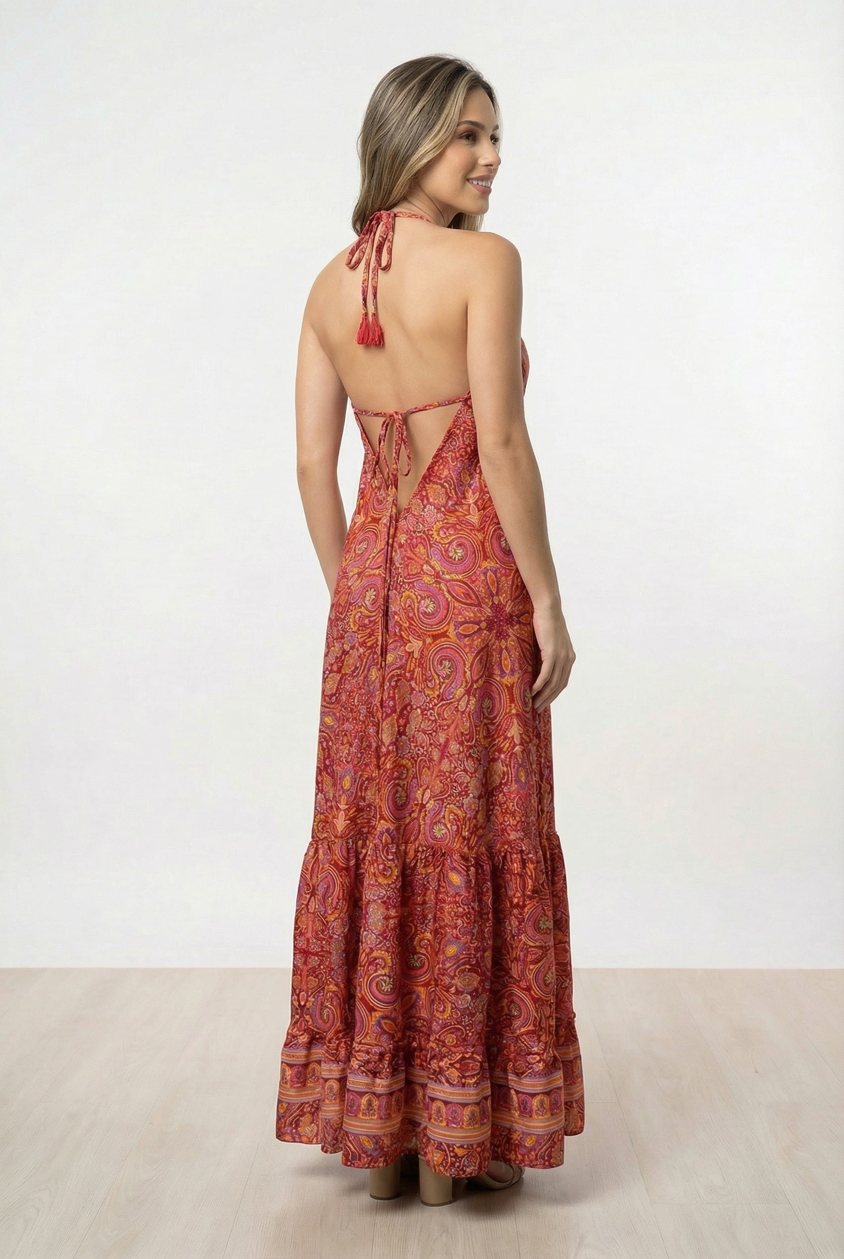 Vestido Boho Rojo Terracota - Seleno Shop