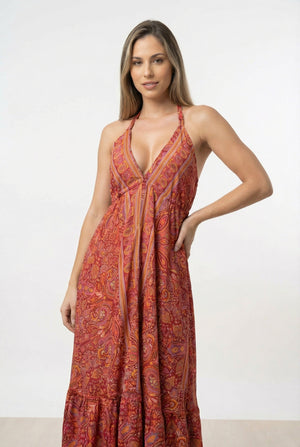 Vestido Boho Rojo Terracota - Seleno Shop