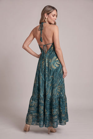Vestido Boho Verde y Dorado - Seleno Shop