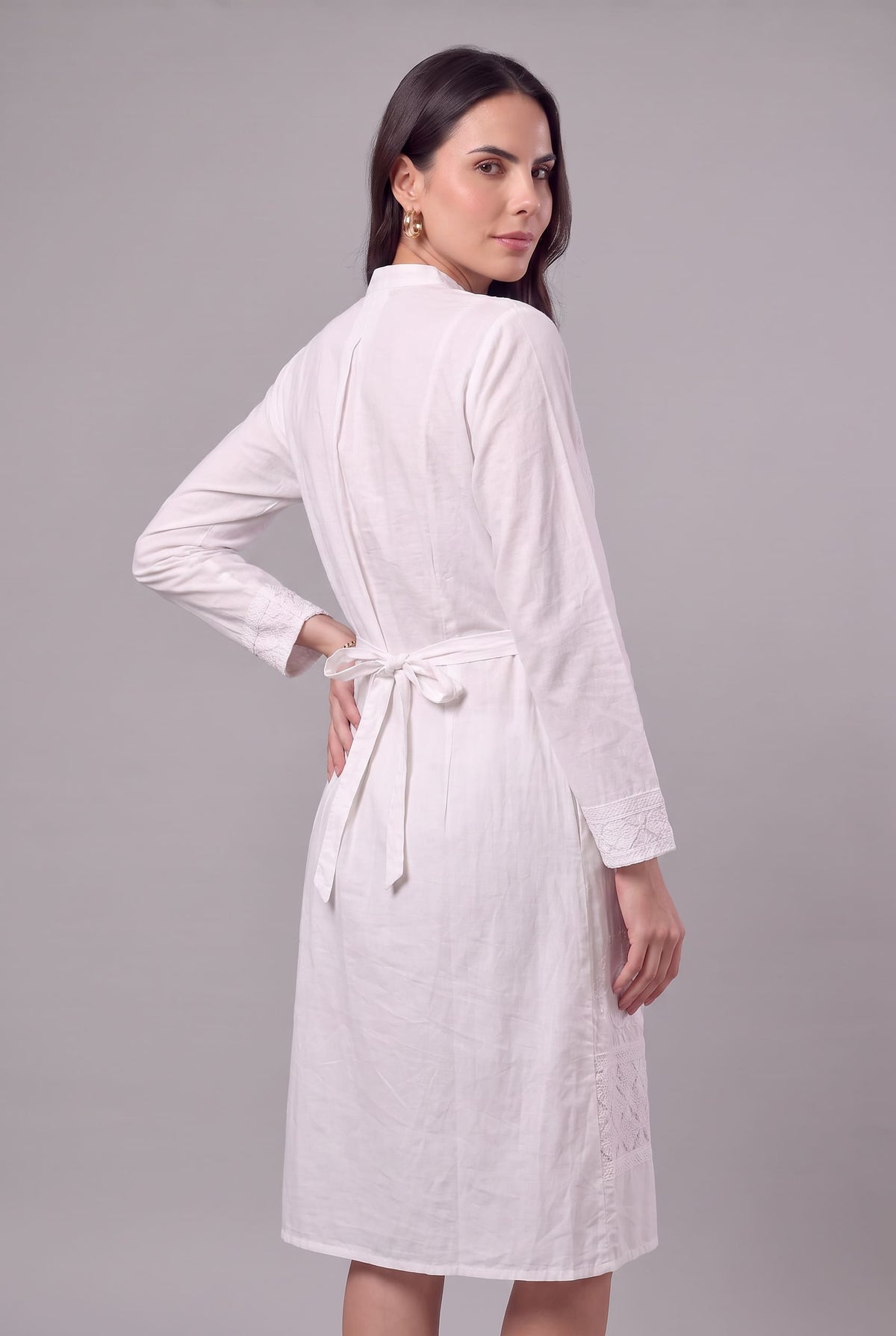 Vestido Camisero Blanco Bordado - Seleno Shop