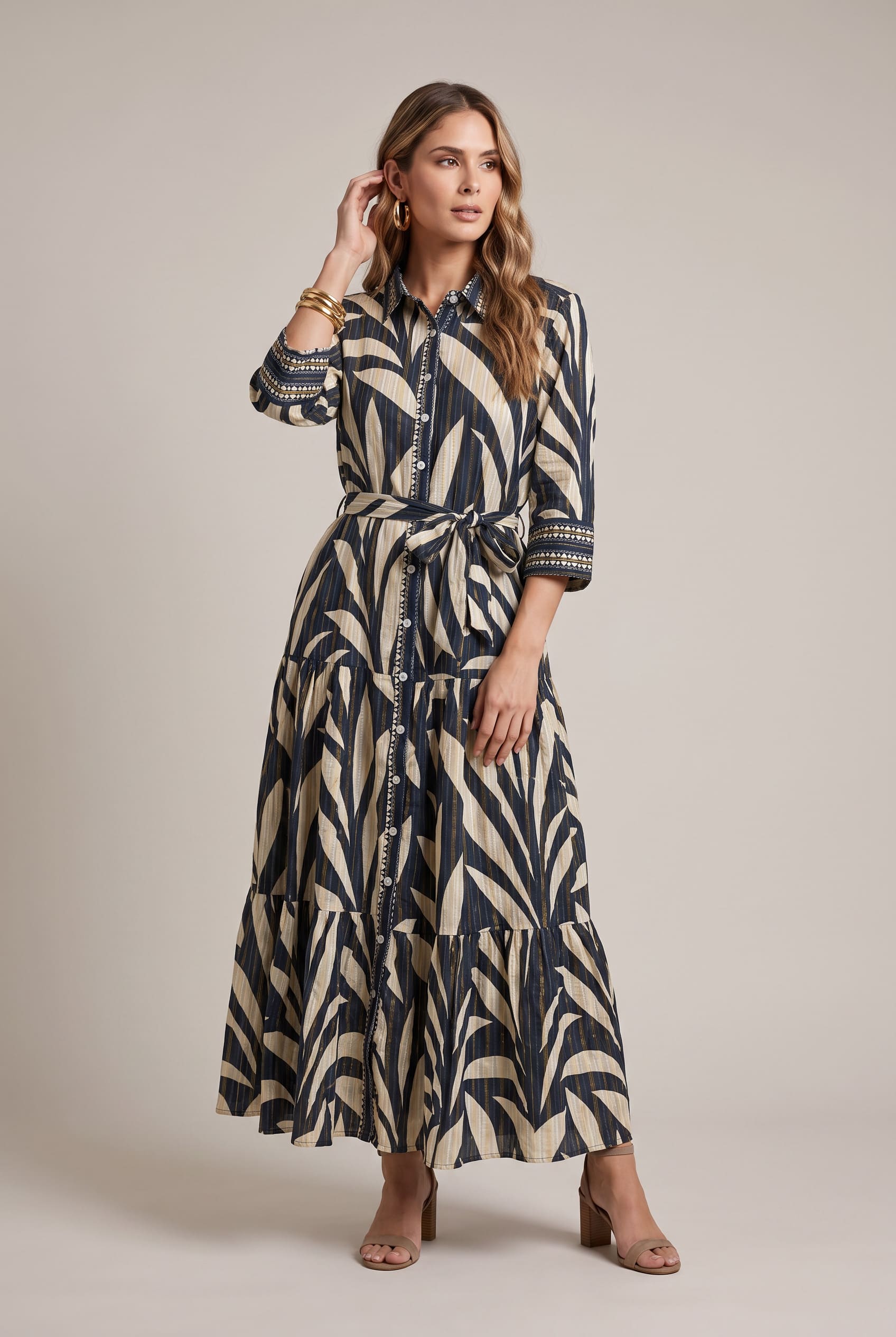 Vestido Camisero Grafito Botánico - Seleno Shop
