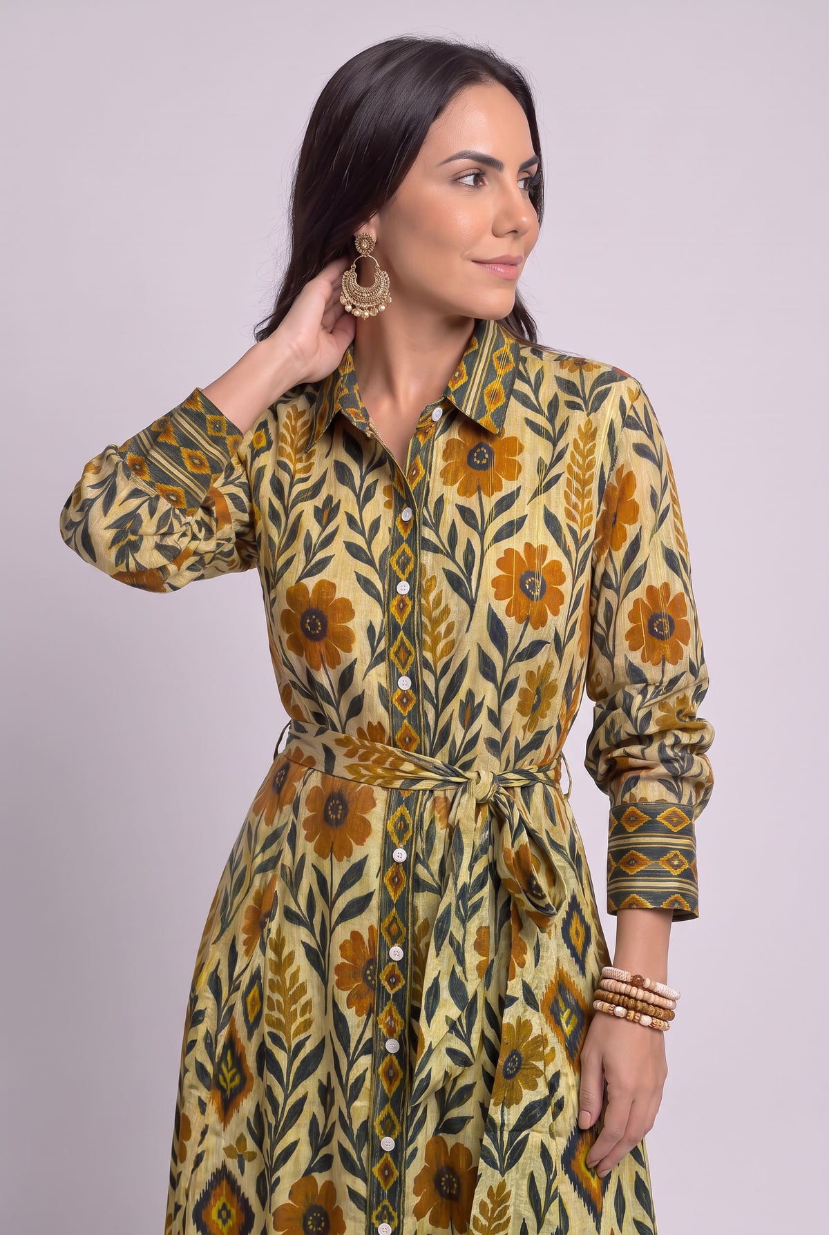 Vestido Camisero Jardín Otoñal - Seleno Shop
