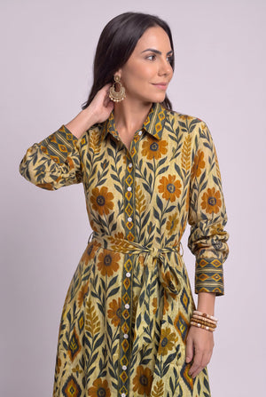 Vestido Camisero Jardín Otoñal - Seleno Shop