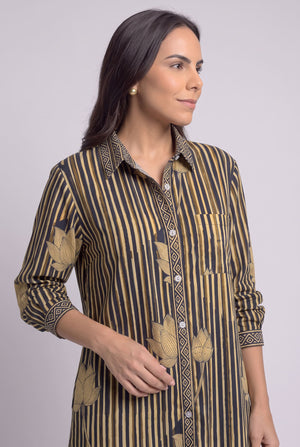 Vestido Camisero Loto Dorado - Seleno Shop