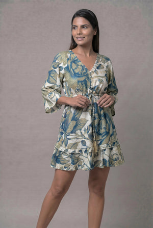 Vestido Corto Jardín Celeste - Seleno Shop