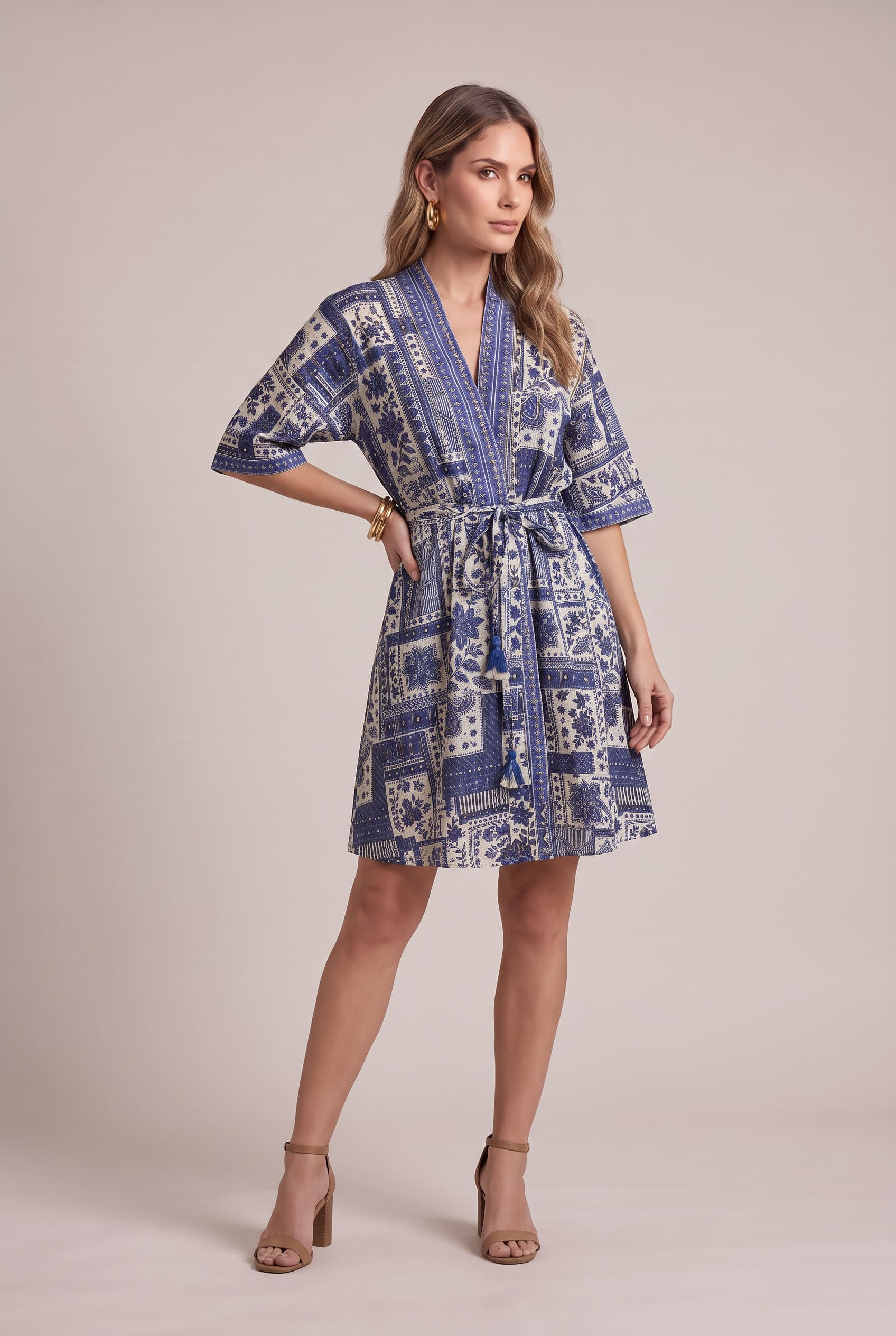 Vestido Corto Mosaico Azul - Seleno Shop