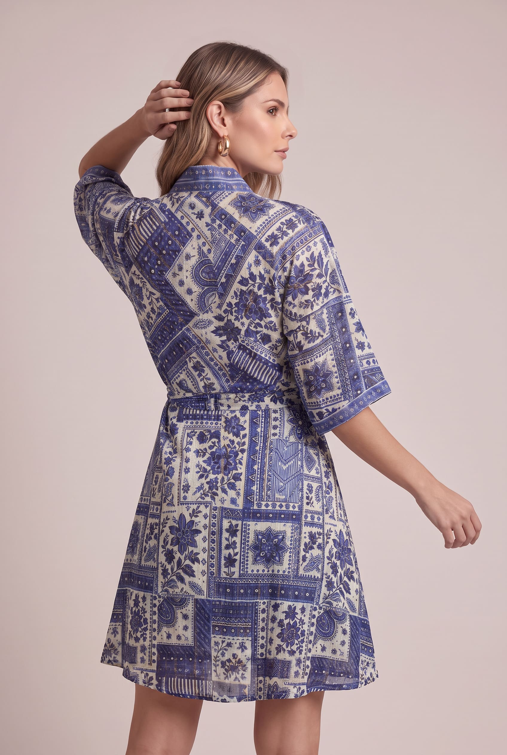 Vestido Corto Mosaico Azul - Seleno Shop