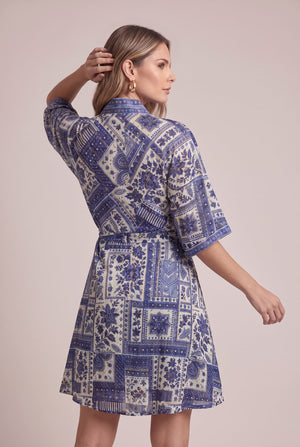 Vestido Corto Mosaico Azul - Seleno Shop