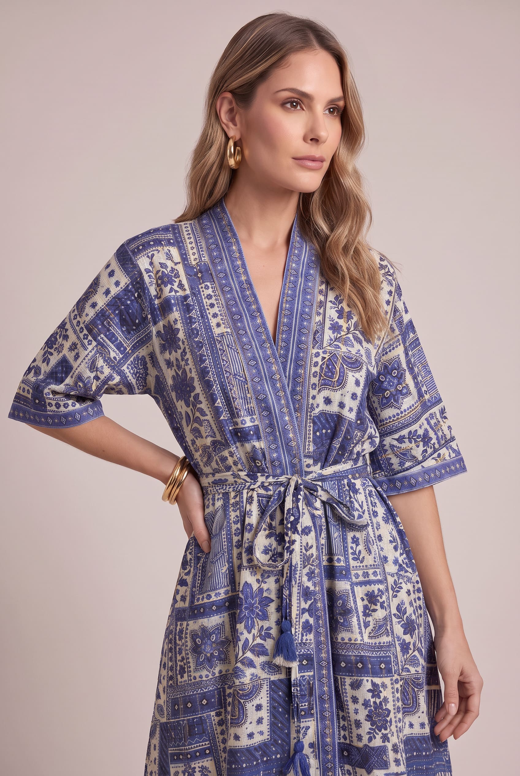 Vestido Corto Mosaico Azul - Seleno Shop