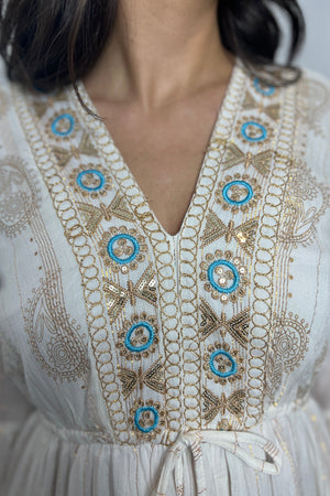 Vestido Kaftan Apliques Dorados - Seleno Shop