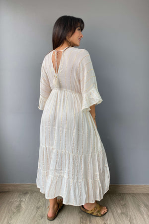 Vestido Kaftan Apliques Dorados - Seleno Shop