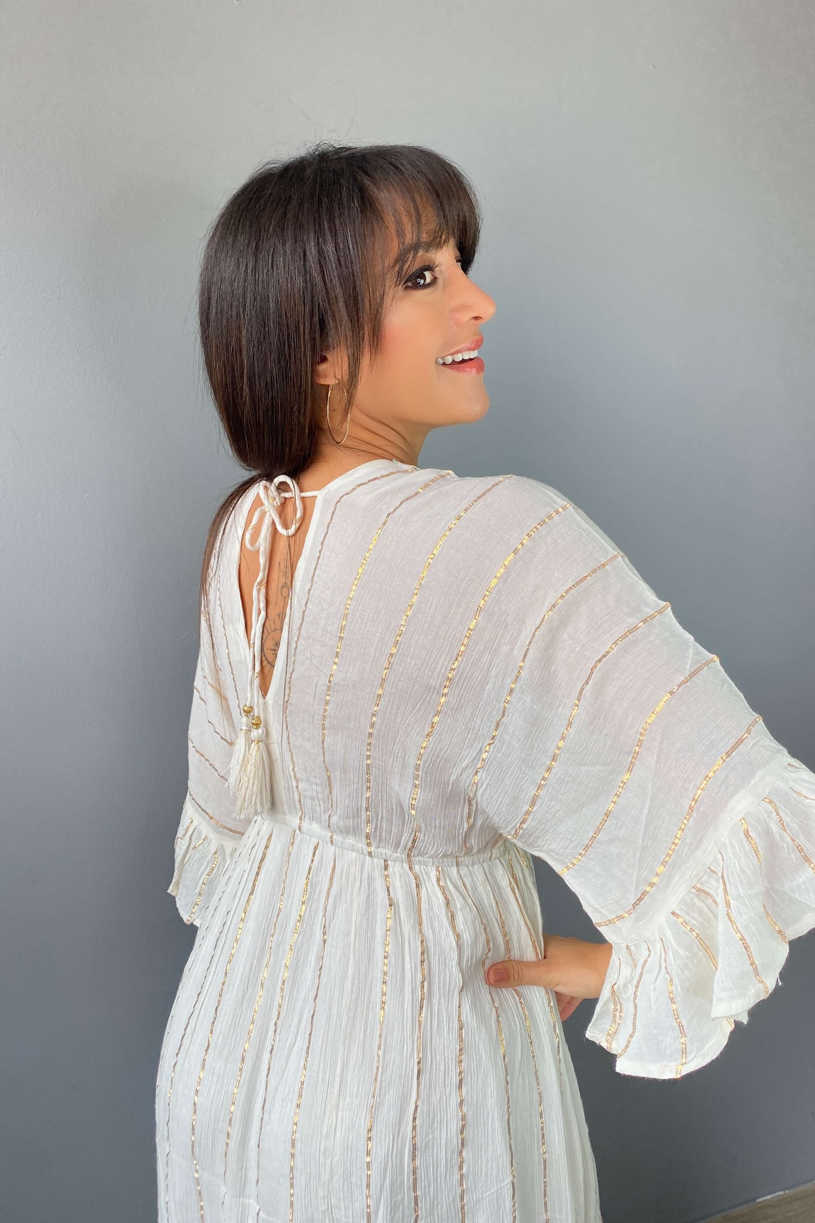 Vestido Kaftan Apliques Dorados - Seleno Shop