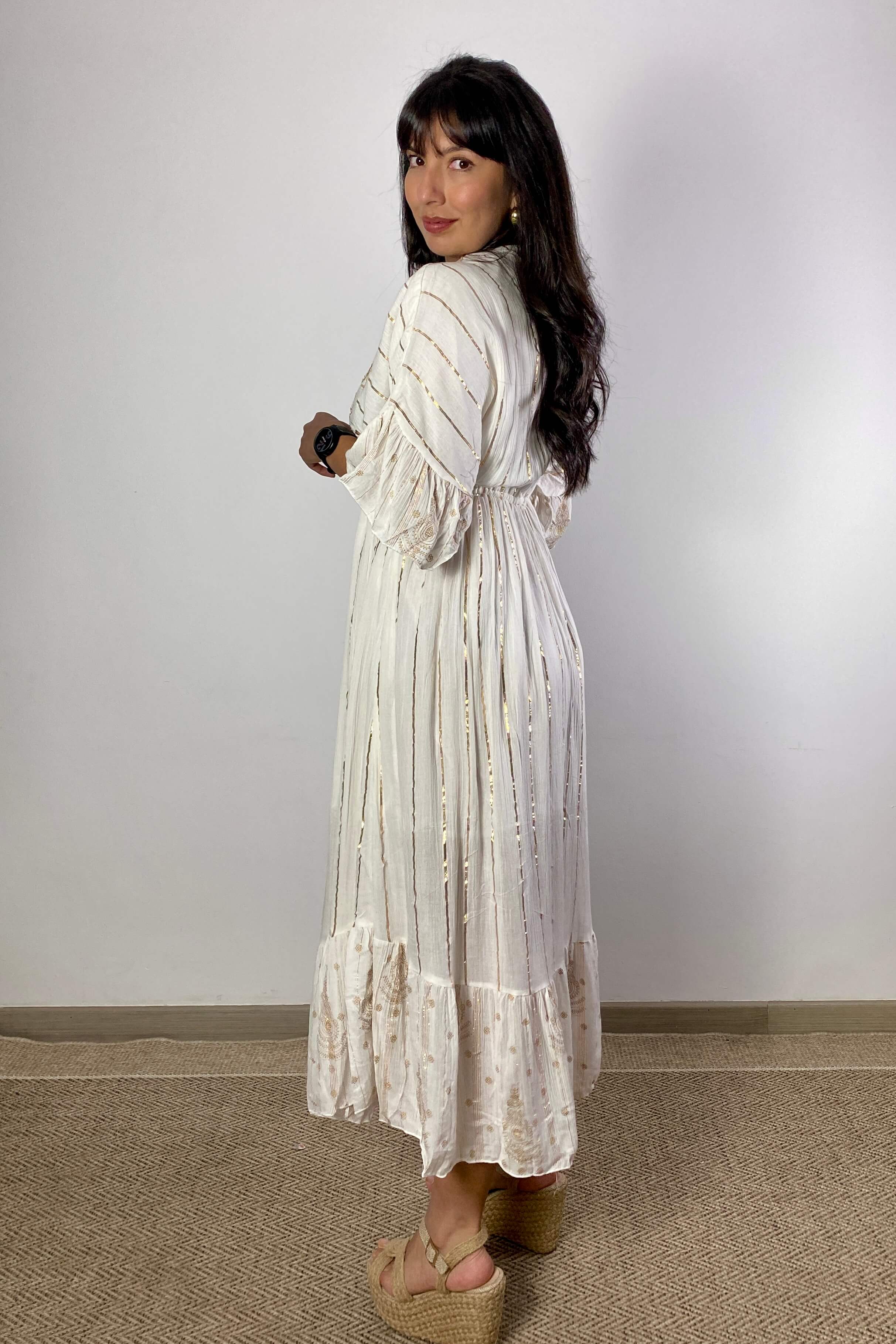 Vestido Kaftan Apliques Dorados - Seleno Shop