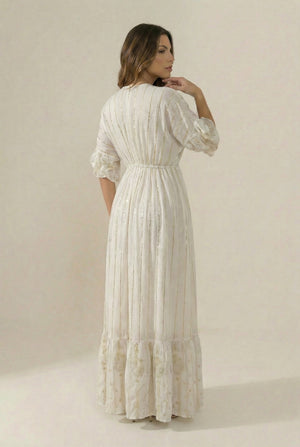 Vestido Kaftan Apliques Dorados - Seleno Shop