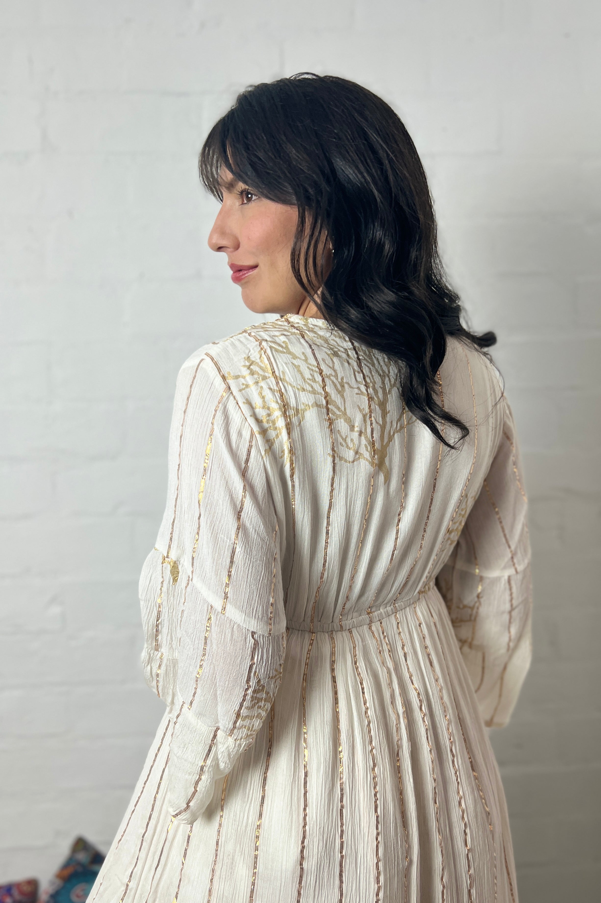 Vestido Kaftan Apliques Dorados - Seleno Shop