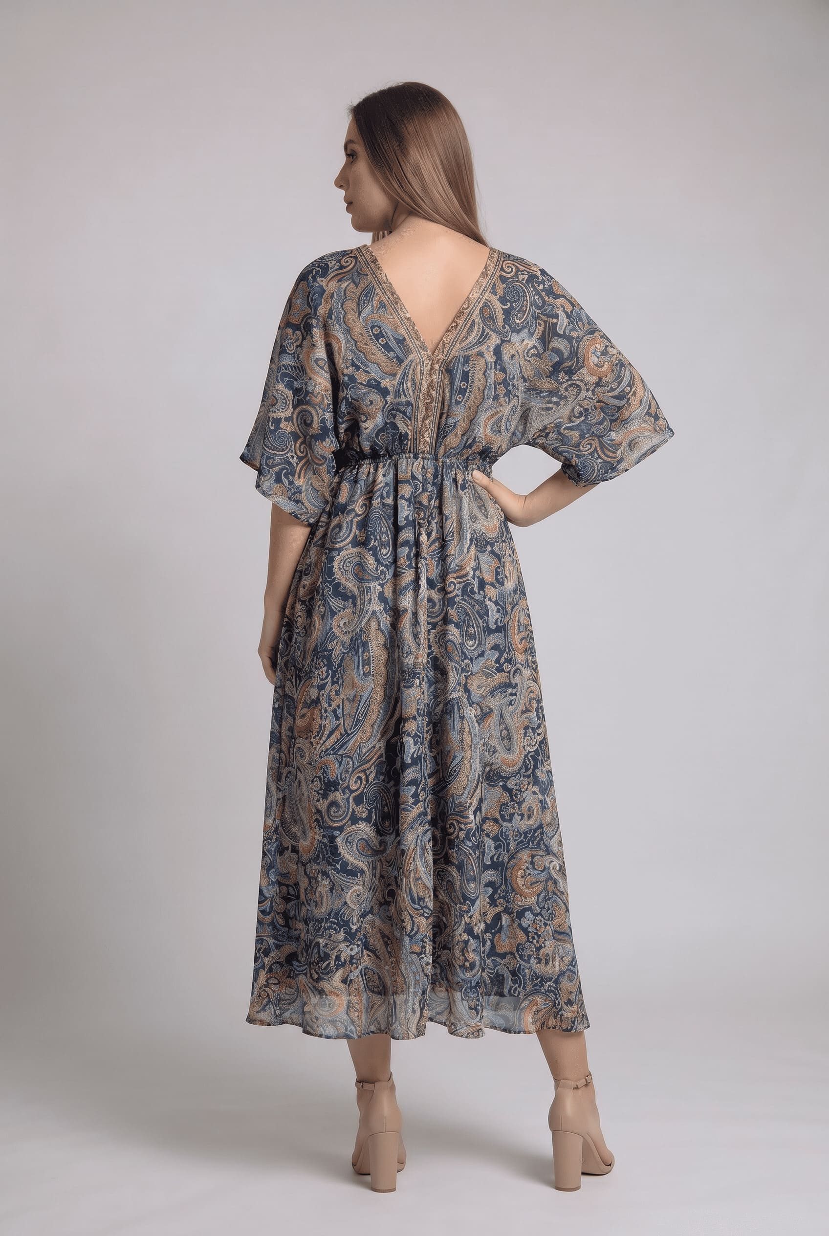 Vestido Kaftan Azul - Seleno Shop