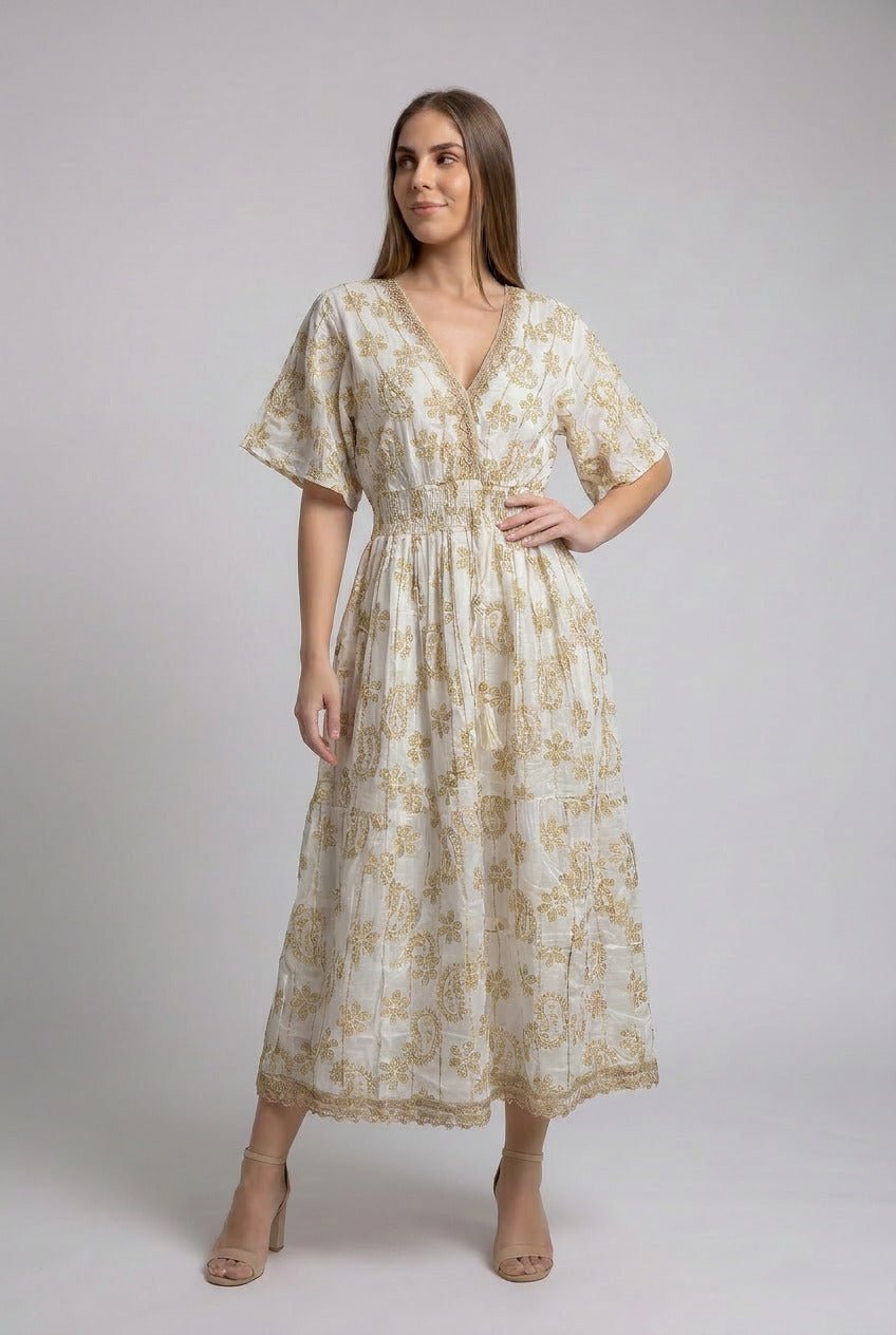 Vestido Kaftan Beige - Seleno Shop