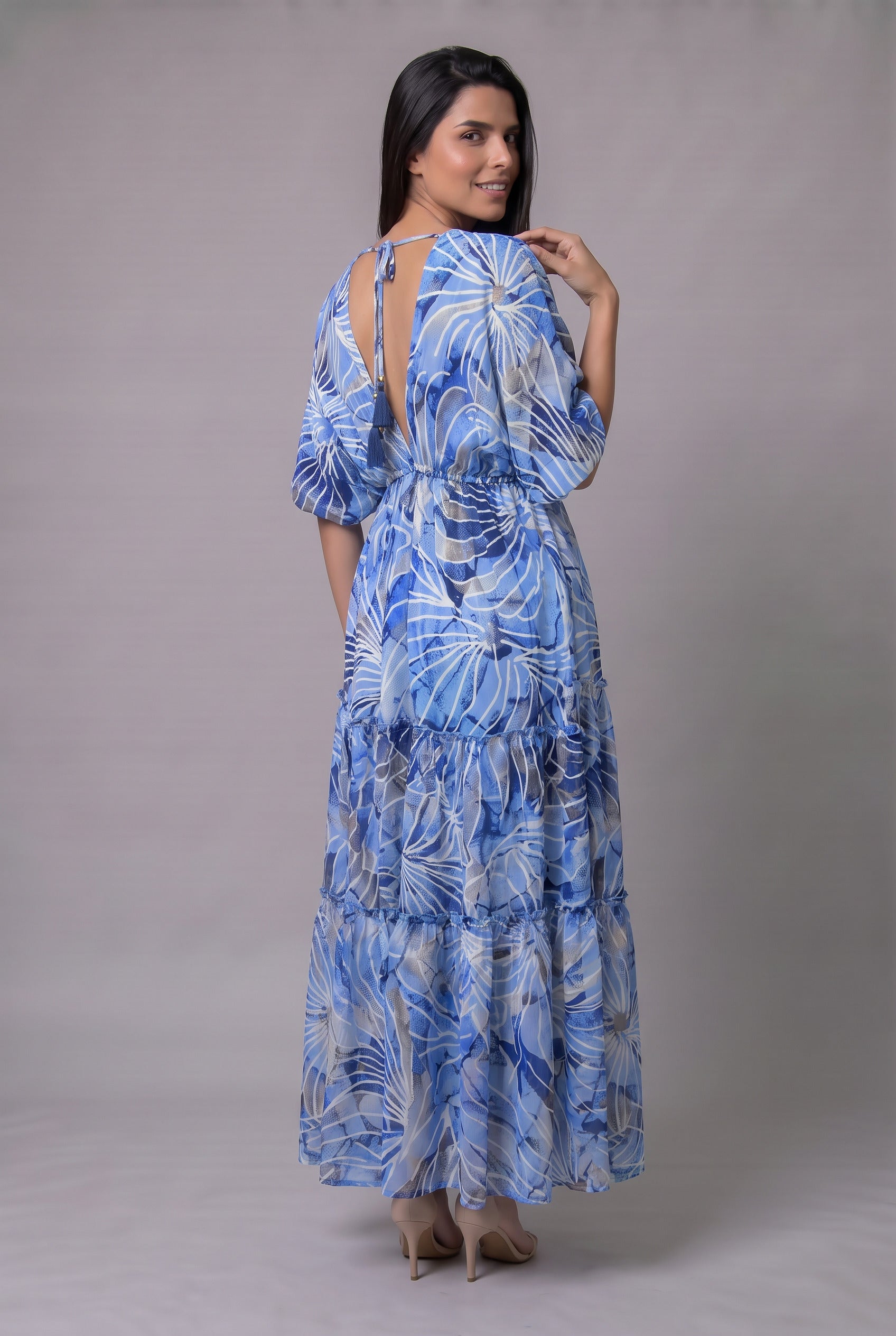 Vestido Kaftan Brisa Celeste - Seleno Shop