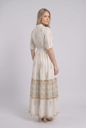 Vestido Kaftan Detalles Dorados - Seleno Shop