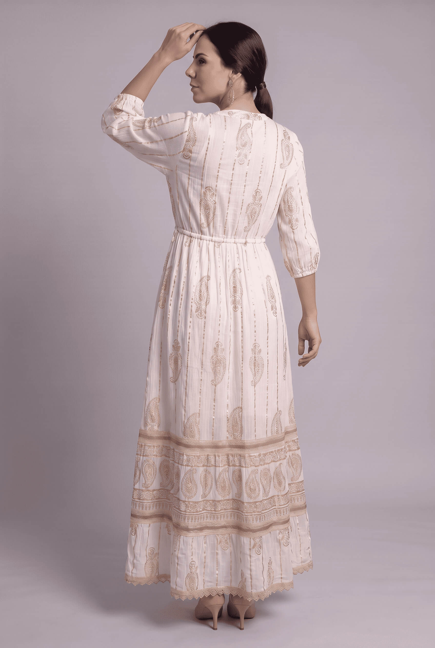 Vestido Kaftan Detalles Dorados - Seleno Shop