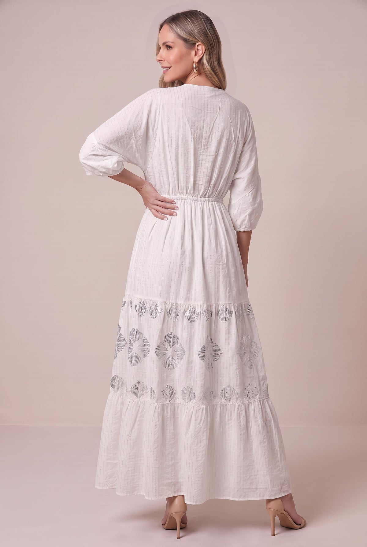 Vestido Kaftan Luna Plataeada - Seleno Shop