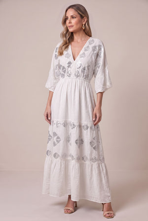 Vestido Kaftan Luna Plataeada - Seleno Shop