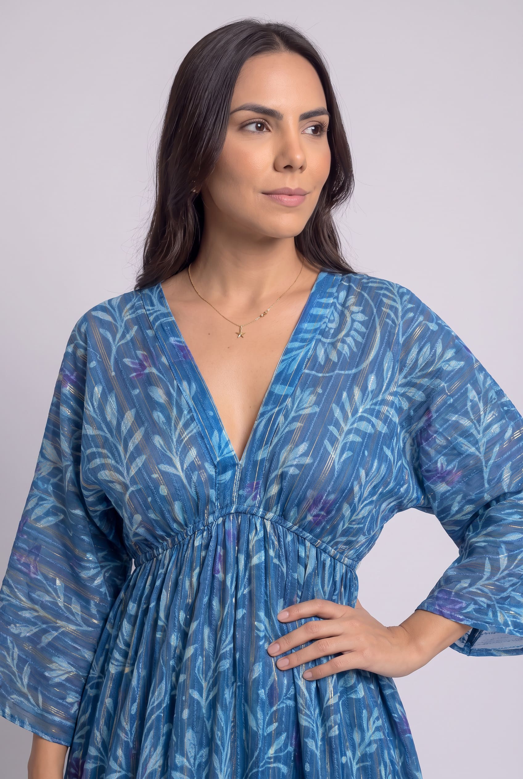 Vestido Kaftan Mar Profundo - Seleno Shop