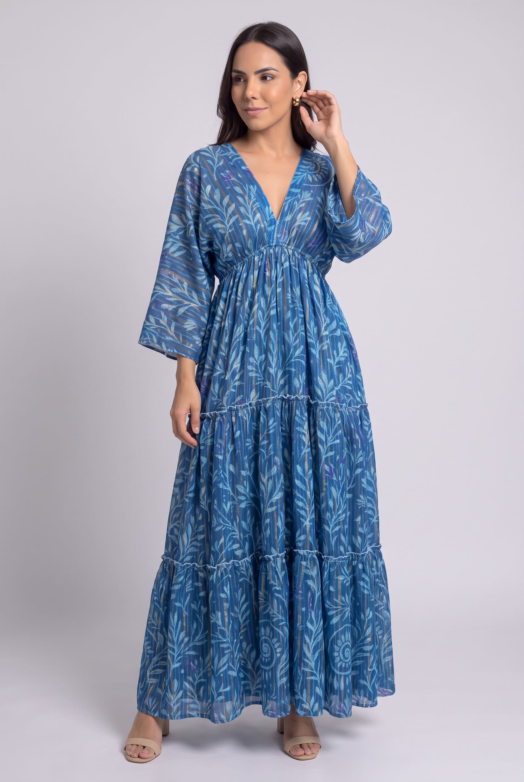 Vestido Kaftan Mar Profundo - Seleno Shop