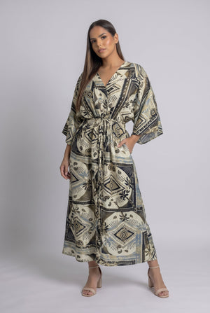Vestido Kimono Étnica Arena - Seleno Shop