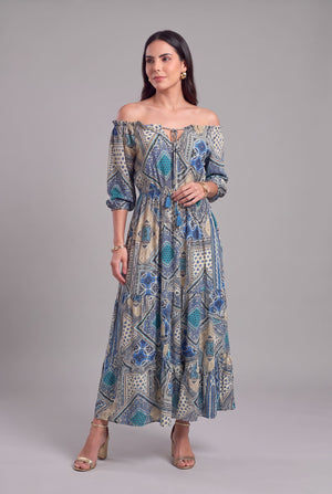 Vestido Mosaico Azul - Seleno Shop