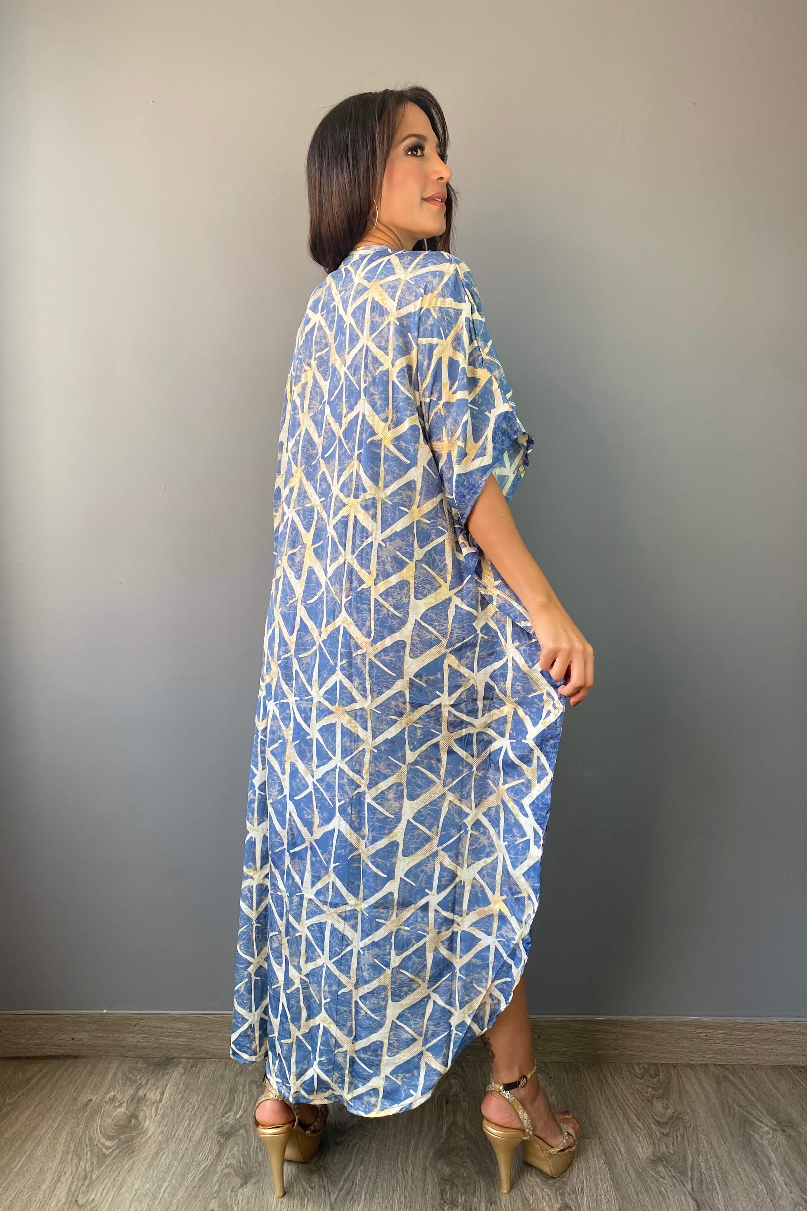 Vestido Oversize Étnico Azul - Seleno Shop